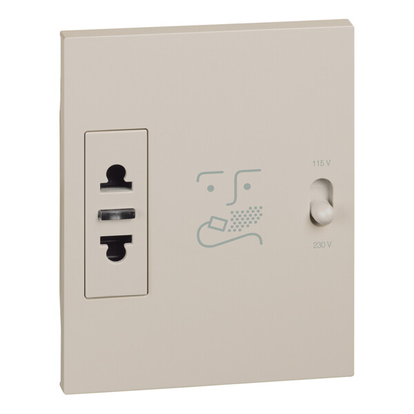 Prise rasoir Living Now avec enjoliveur sable- 3 modules - Bticino Cofrel - BTKM4177