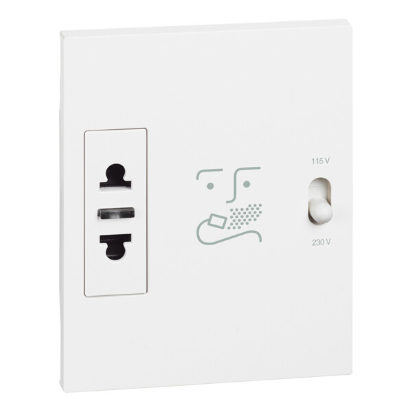 Prise rasoir Living Now avec enjoliveur blanc - 3 modules - Bticino Cofrel - BTKW4177