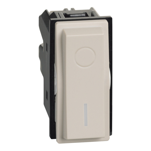 Interrupteur bipolaire 16AX Living Now avec enjoliveur sable - 1 module - Bticino Cofrel - BTKM4002