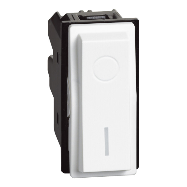 Interrupteur bipolaire 16AX Living Now avec enjoliveur blanc - 1 module - Bticino Cofrel - BTKW4002