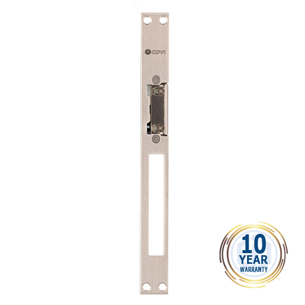 Gâche symétrique 2 temps 10/24v ac/dc 67mm + contact + têtière inox - CDVI - T290STRINV1024