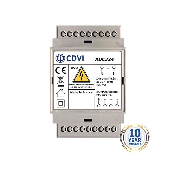 Alimentation à Découpage 24 V DC 2 A ADC CDVI – Rail DIN – 3 Modules - CDVI - ADC324