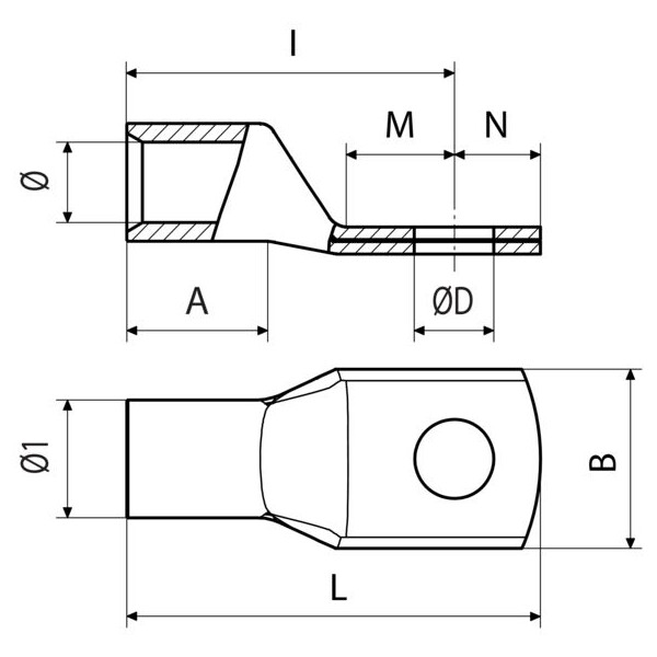 Cosse tubulaire série hr 6 mm² - diamètre 4 mm² - Cembre - HR6-4N