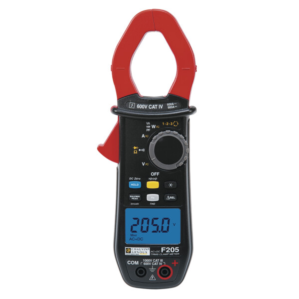 Pince multimètre Chauvin Arnoux True InRush F205 TRMS AC+DC 1000V max - Chauvin Arnoux - P01120925