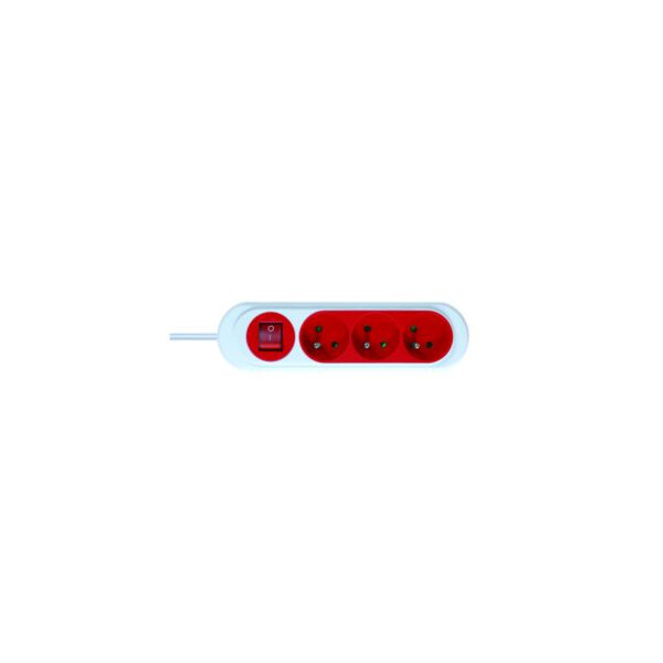 Rallonge multiprise Debflex rouge nola 3 prises 2p+t 16a avec inter cordon 1m pegboardable - Debflex - 716093