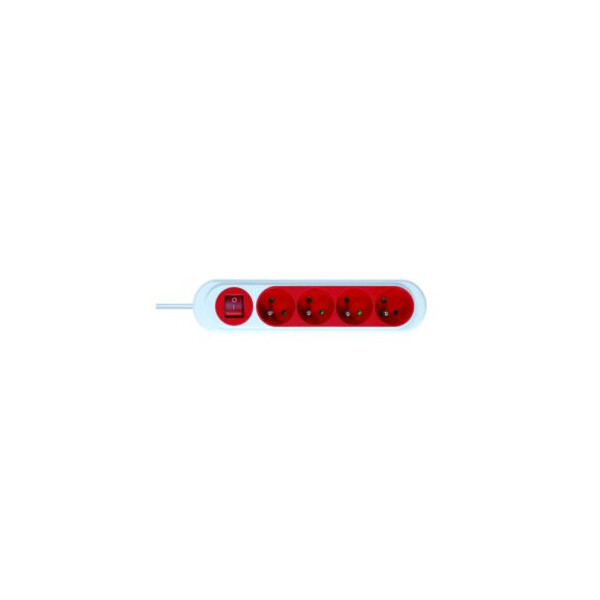 Rallonge multiprise Debflex rouge nola 4 prises 2p+t 16a avec inter cordon 1,15m pegboardable - Debflex - 716103