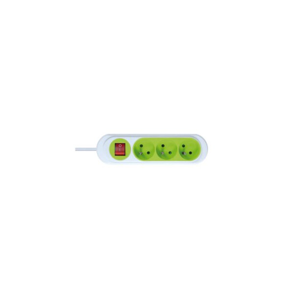 Rallonge multiprise Debflex vert nola 3 prises 2p+t 16a avec inter cordon 1m pegboardable - Debflex - 716133