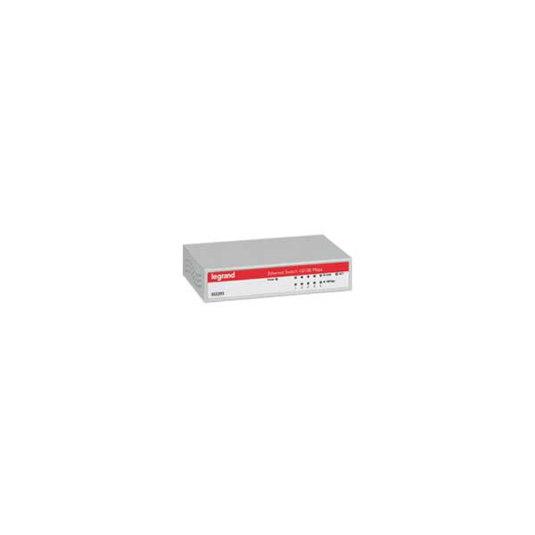 Switch éthernet mobile - 5 ports 10/100 Mbps RJ45 STP - alim + transfo fournie - Legrand - 033293
