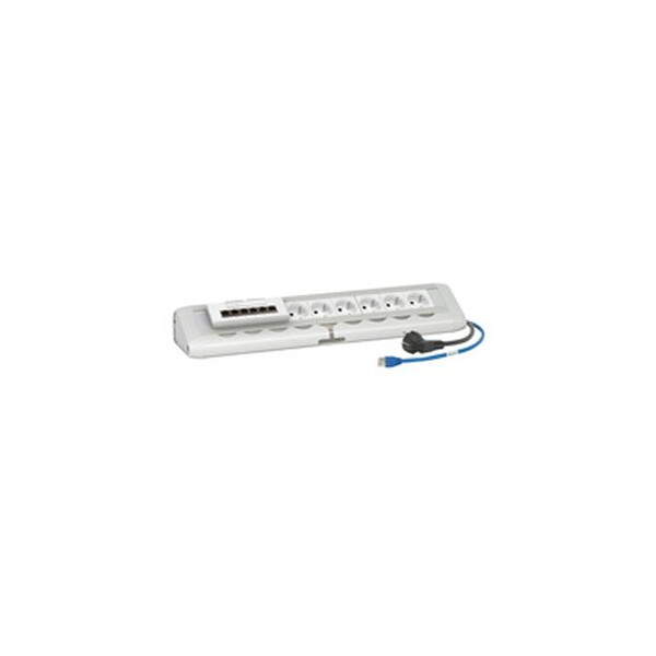 Bloc salle de réunion table en U - 6x2P+T + switch 6 ports - cordon 2P+T/RJ45 - Legrand - 053570