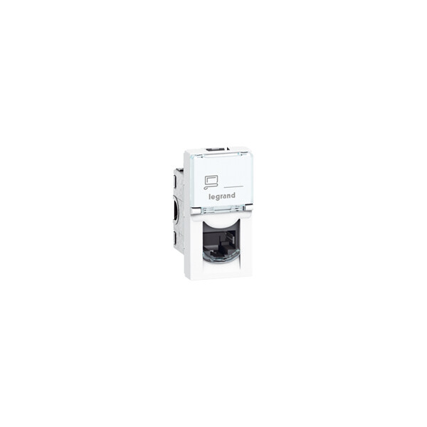 Prise RJ45 Legrand Mosaic - 10 Gb - STP/FTP - 9 contacts - blindée - 1 mod - blanc - Legrand - 078640
