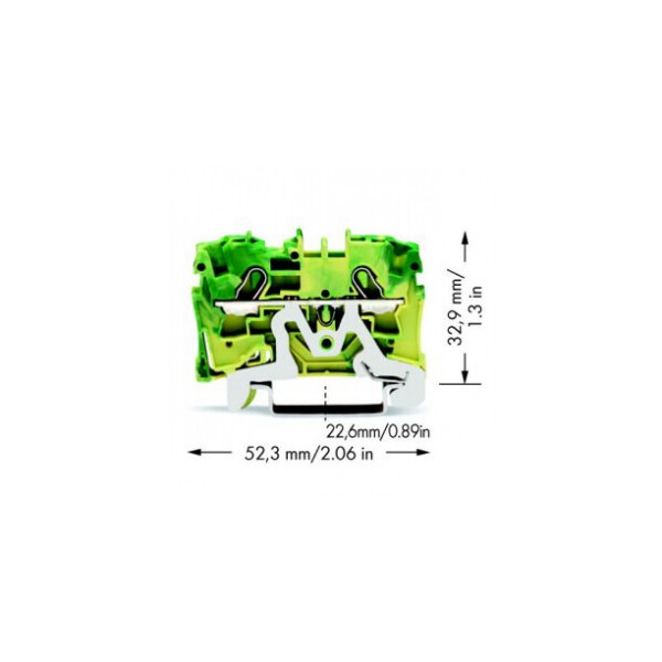 Wago Topjob s - Borne De Passage Pour 2 Conducteurs - Série 2004 - 4 mm2 - Vert / Jaune - Wago - 20041207