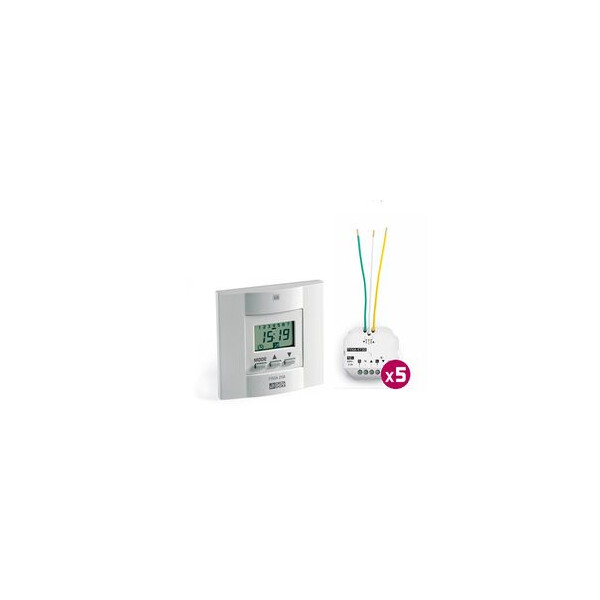 Delta Dore Pack Tyxia 485 Pack volets roulants : 1 horloge astronomique radio Tyxia 258 + 5 récepteurs micromodules radio Tyxia 4730 - Delta Dore - 6351369