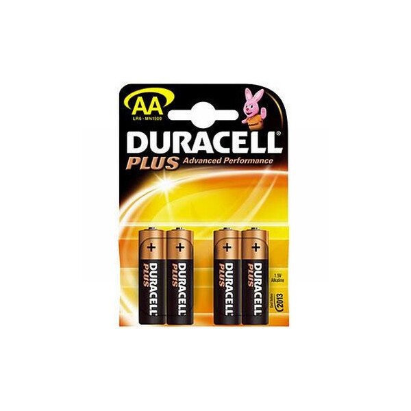 Blister de 4 Piles Alcaline AA/LR6 1,5 V Duracell Plus - Duracell - MN1500B4-PLUS