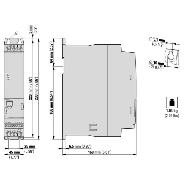Vfd de1 3~/3~480v 2,1 a 0,75 kw/1hp (DE1-342D1FN-N20N) - Eaton - 174334