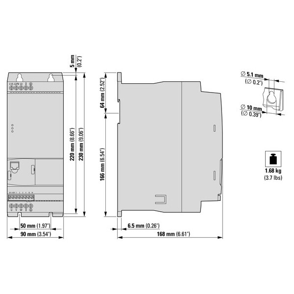 Vfd de11 3~/3~400v 6,6 a 3 kw/3hp (DE11-346D6NN-N20N) - Eaton - 180674