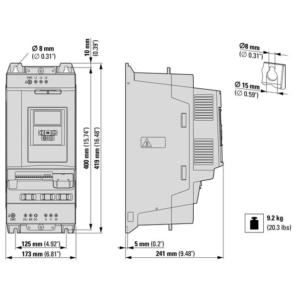 Vfd da1 3~/3~240v 30a 7.5kw /105hp (DA1-32030FB-B20C) - Eaton - 197488