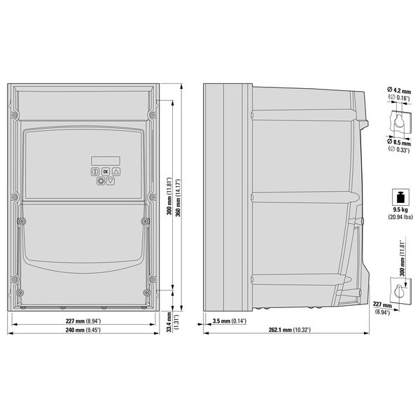 Convertisseur de fréquence, 230 v ac, triphasé, 46 a, 11 kw, ip66/nema 4x (DC1-32046FB-A66OE1) - Eaton - 199427