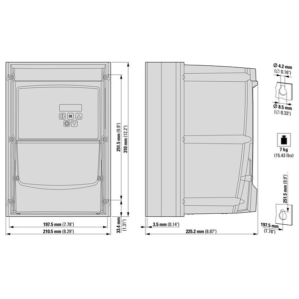 Convertisseur de fréquence, 400 v ac, triphasé, 24 a, 11 kw, ip66/nema 4x (DC1-34024FB-A66OE1) - Eaton - 199443