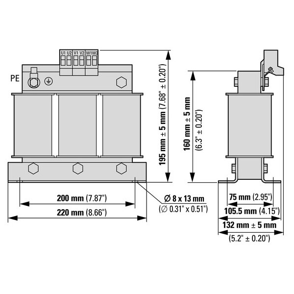 Inductance moteur, ac, 3p, 35a, 1mh, 750 v 50/60 hz (DX-LM3-035) - Eaton - 269543