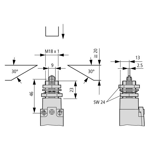 Poussoir à galet, fixation centrale (LS-XZRS) - Eaton - 114025