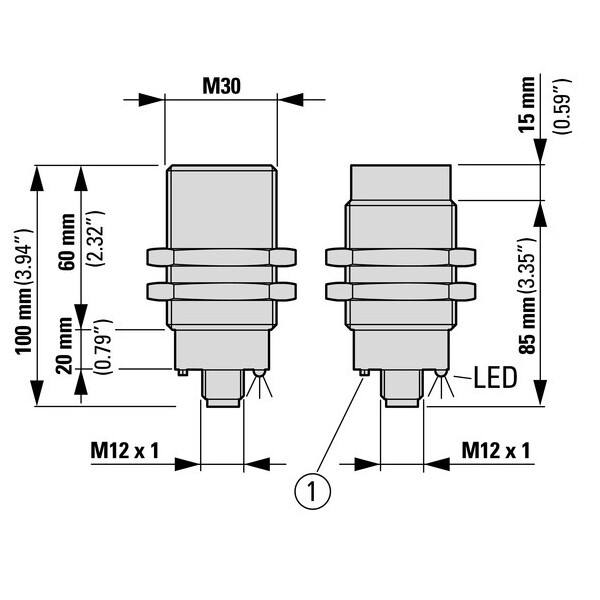 Cap. capteur,dc,rond 30,plastique,m12 (E53KAL30T111SD) - Eaton - 134780
