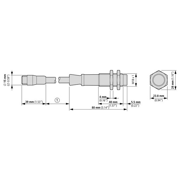 Capteur opt., Dc, 18mm, métal, m12 (E58-18DP50-DDP) - Eaton - 135668