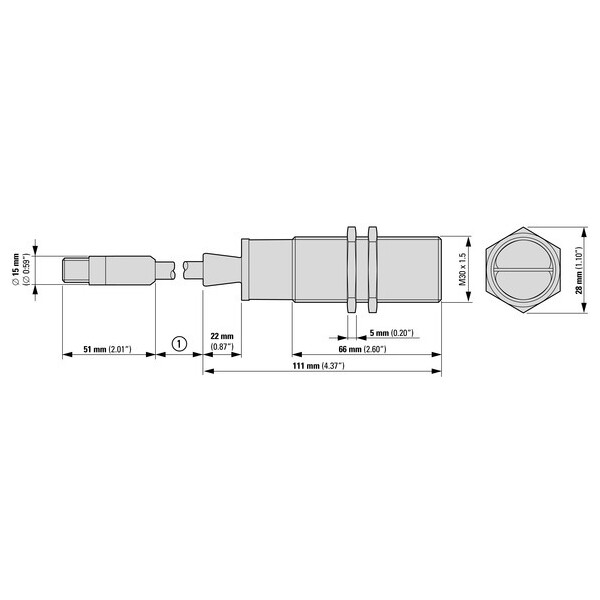 Capteur opt., Dc, 30mm, métal, câble (E58-30TD250-HD) - Eaton - 135692