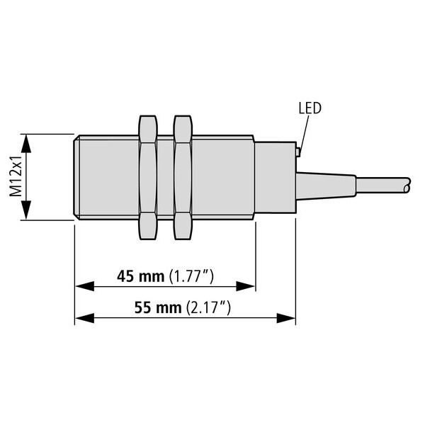 Capteur ind., Ac, rond.12, plast., Kabel (E55CAL12A2E) - Eaton - 135817