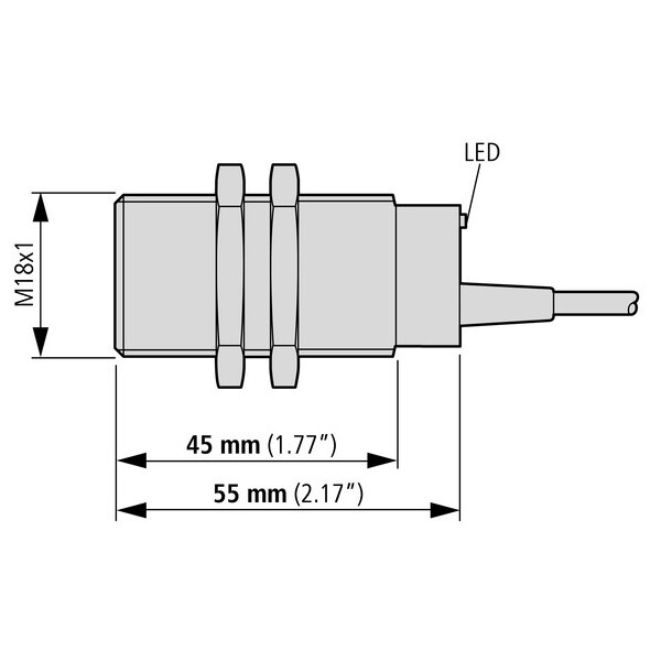 Capteur ind., Ac, rond.18, plast., Kabel (E55CAL18A2E) - Eaton - 135823