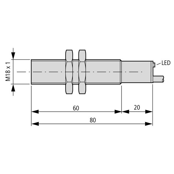 Capteur ind., Ac, rond.18, métal, câble (E57-18GS05-A) - Eaton - 135925
