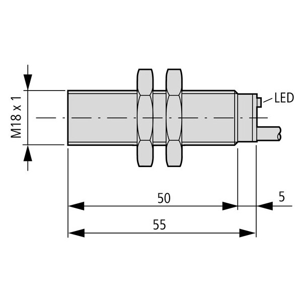 Dét. de prox., inductif, 1 s, sn=5mm, 2l, 10-30vdc, m18, métal, câble 2m (E57-18GS05-D) - Eaton - 135929