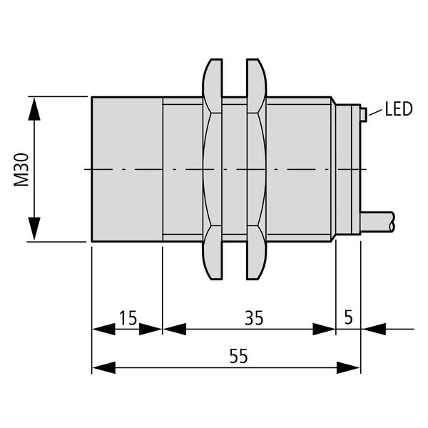 Capteur ind., Dc, rond.30, métal, câble (E57-30GE25-D) - Eaton - 135961