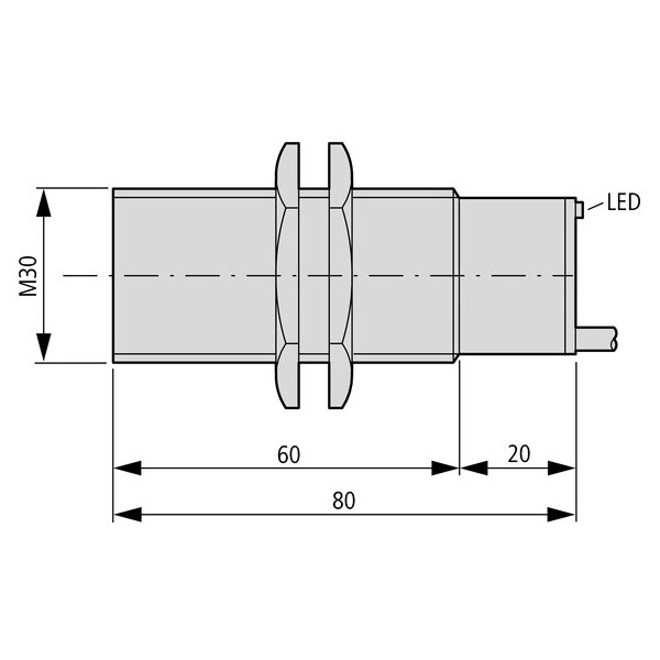 Capteur ind., Ac, rond.30, métal, câble (E57-30GS10-A) - Eaton - 135969