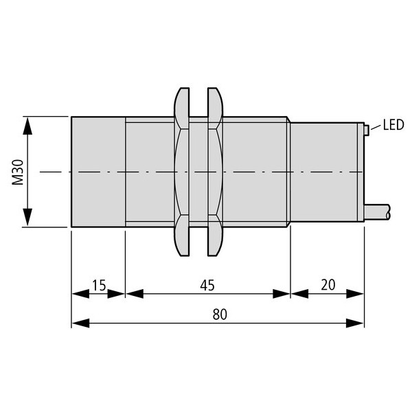 Capteur ind., Ac, rond.30, métal, câble (E57-30GU15-A) - Eaton - 135979