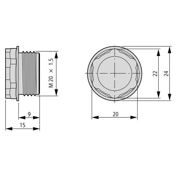 Racord vissé à membrane, m20 (EMS20) - Eaton - 225271