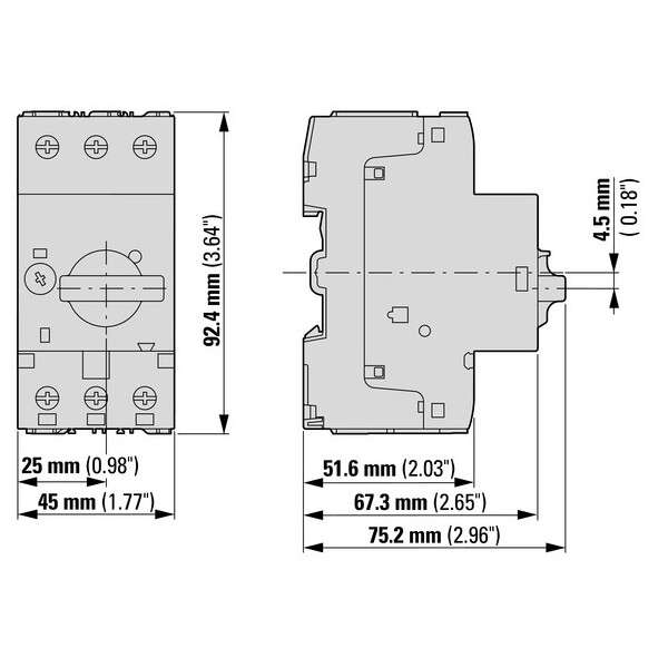 Disjoncteur moteur, 3p, ir= 0.16-0.25a (PKZM0-0,25) - Eaton - 072731