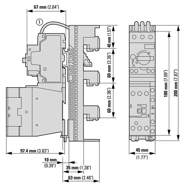 Démarreur direct, 3p, 15kw/400v/ac3, 50ka, +adaptateur pour jeux de barres (MSC-D-32-M32(24VDC)/BBA) - Eaton - 102980