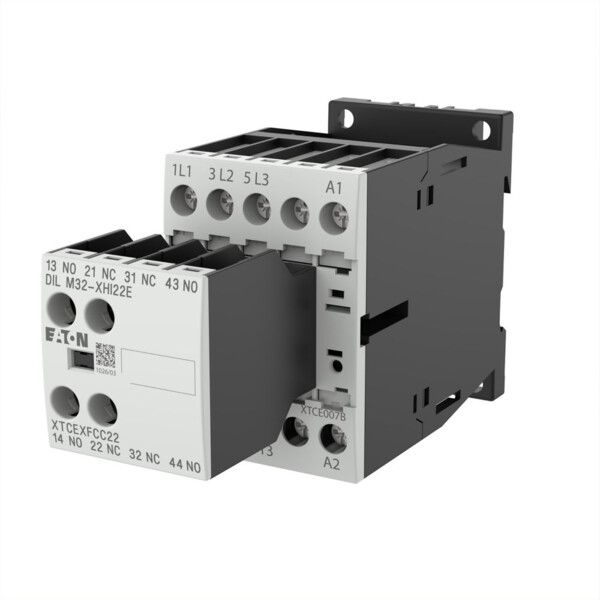 Contacteur de puissance, 3p+2f+2o, 3kw/400v/ac3 (DILM7-22(230V50HZ,240V60HZ)) - Eaton - 106360