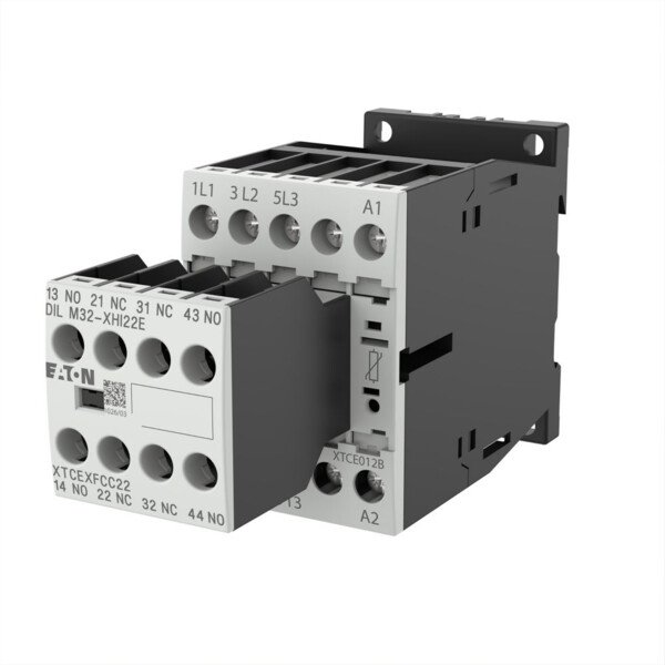 Contacteur de puissance, 3p+2f+2o, 5.5kw/400v/ac3 (DILM12-22(24VDC)) - Eaton - 106369