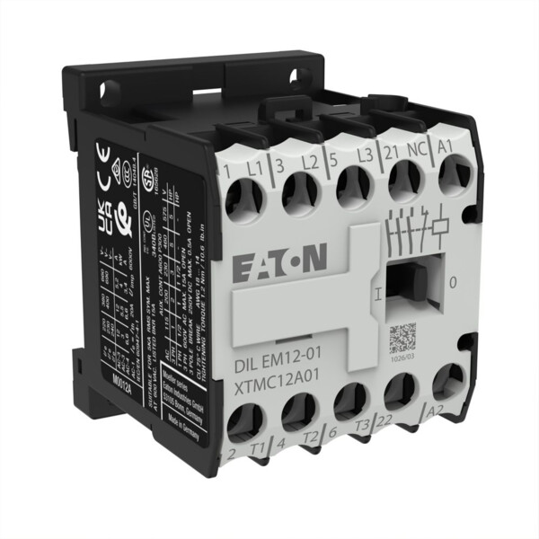 Contacteur de puissance, 3p+1o, 5.5kw/400v/ac3 (DILEM12-01(24V50/60HZ)) - Eaton - 127095