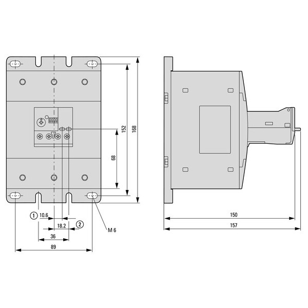 Relais thermique, 35-175a, électronique, 1f+1o, +détection défauts à la terre (ZEB150-175-GF/KK) - Eaton - 164306