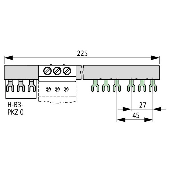Jeu de barres triphasé, pour 5 pkz0 (B3.0/5-PKZ0) - Eaton - 232290