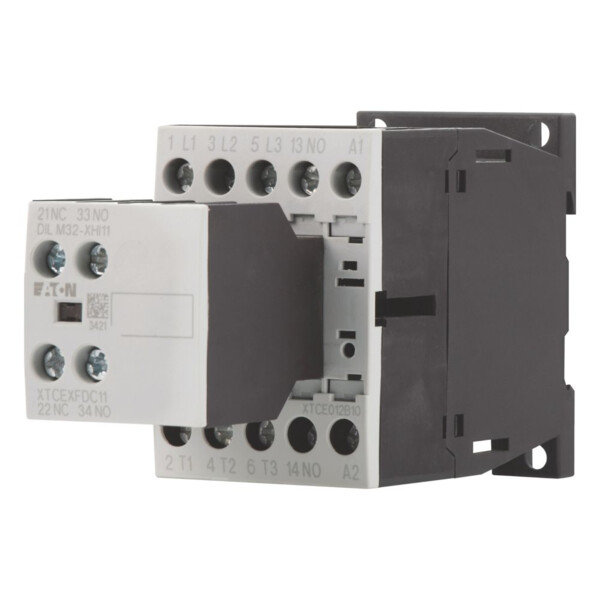 Contacteur de puissance, 3p+2f+1o, 5.5kw/400v/ac3 (DILM12-21(24VDC)) - Eaton - 276915