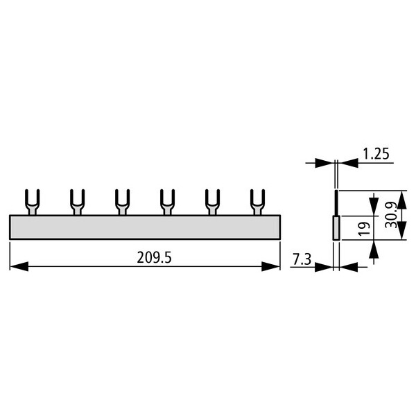 Barres ev, 2phases, 12pe, pour utilisation de contacts auxiliaires (EVG-16/2PHAS/10MODUL/HI) - Eaton - 291484