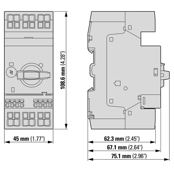 Disjoncteur de protection moteur, 7.5 kw, 10 - 16 a, bornes push-in (pkzm0-16-pi) - Eaton - 199159