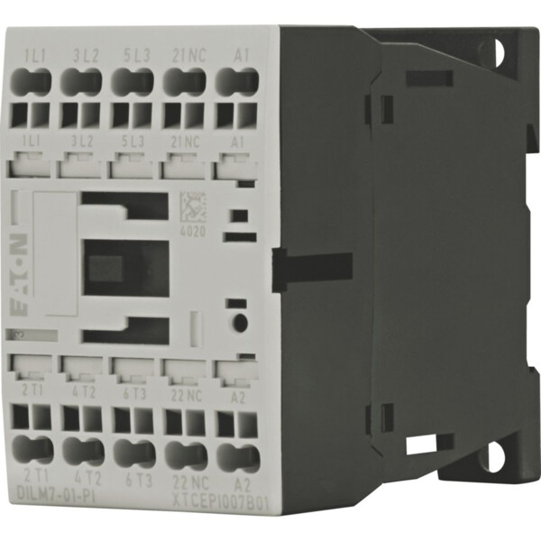 Contacteur puissance, 3, 380-400v 3kw, 1 o, 230v 50hz, 240v 60hz, bornes push-in (dilm7-01(230v50hz,240v60hz)-pi) - Eaton - 199224