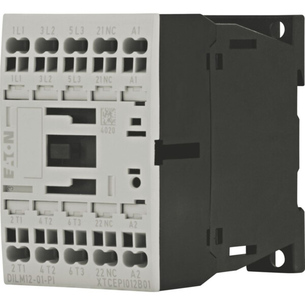 Contacteur puissance,380-400v 5.5kw, 1o, 230v 50hz, 240v 60hz, bornes push-in (dilm12-01(230v50hz,240v60)-pi) - Eaton - 199244