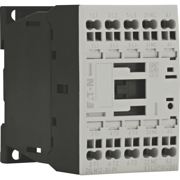 Contacteur puissance,380-400v 5.5kw, 1o, 230v 50hz, 240v 60hz, bornes push-in (dilm12-01(230v50hz,240v60)-pi) - Eaton - 199244