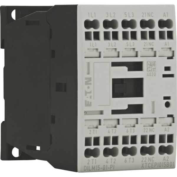Contacteur puissance,380-400v 7.5kw, 1o, 230v 50hz, 240v 60hz, bornes push-in (dilm15-01(230v50hz,240v60)-pi) - Eaton - 199254
