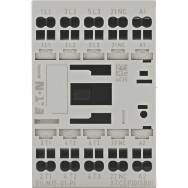 Contacteur de puissance, 3, 380 v 400 v 7.5 kw, 1 o, 24 v dc, bornes push-in (dilm15-01(24vdc)-pi) - Eaton - 199258